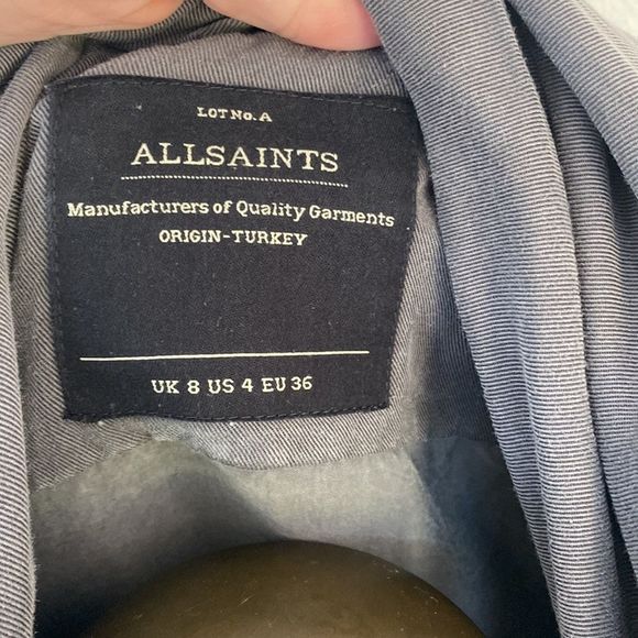 Stunning All Saints gray grey women’s jacket size 4 fits size small excellent - Picture 7 of 9